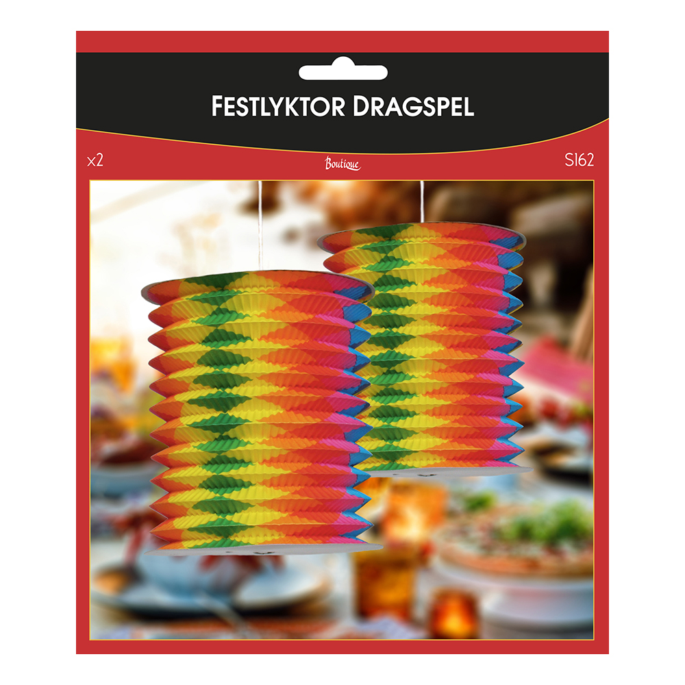 Festlyktor Dragspel Flerfärgade - 2-pack