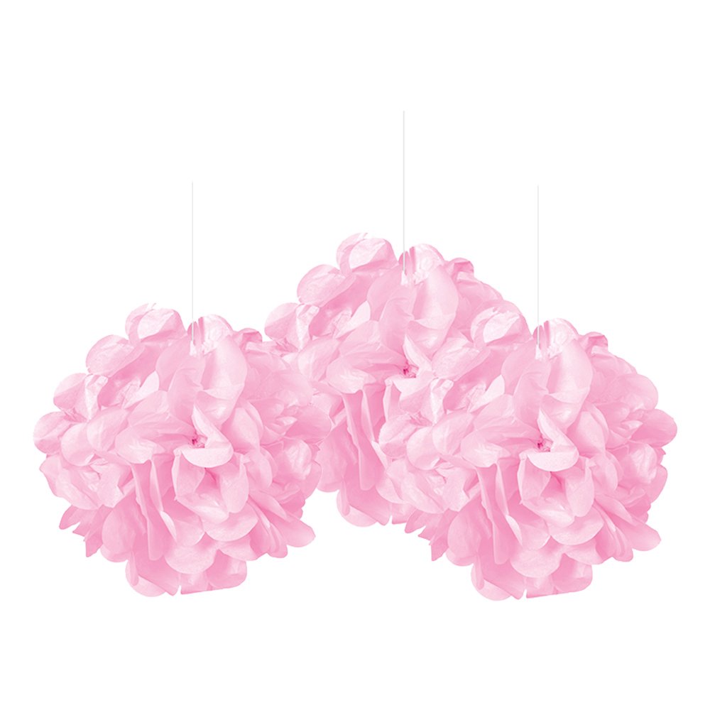 Pom Pom Mini Ljusrosa Hängande Dekoration - 3-pack
