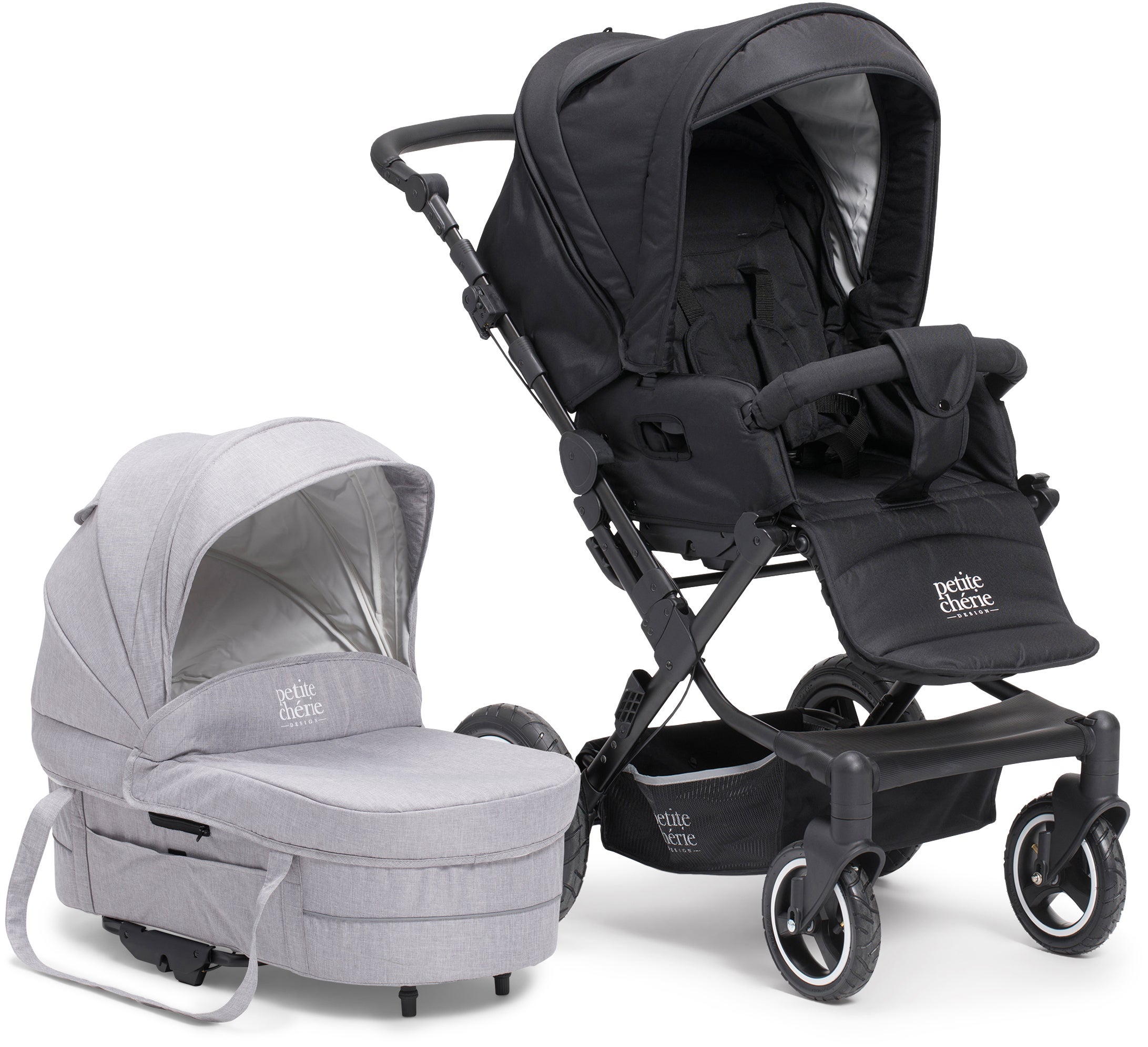 Petit Cherie Solide S Duovagn, Black Melange/Light Grey Melange