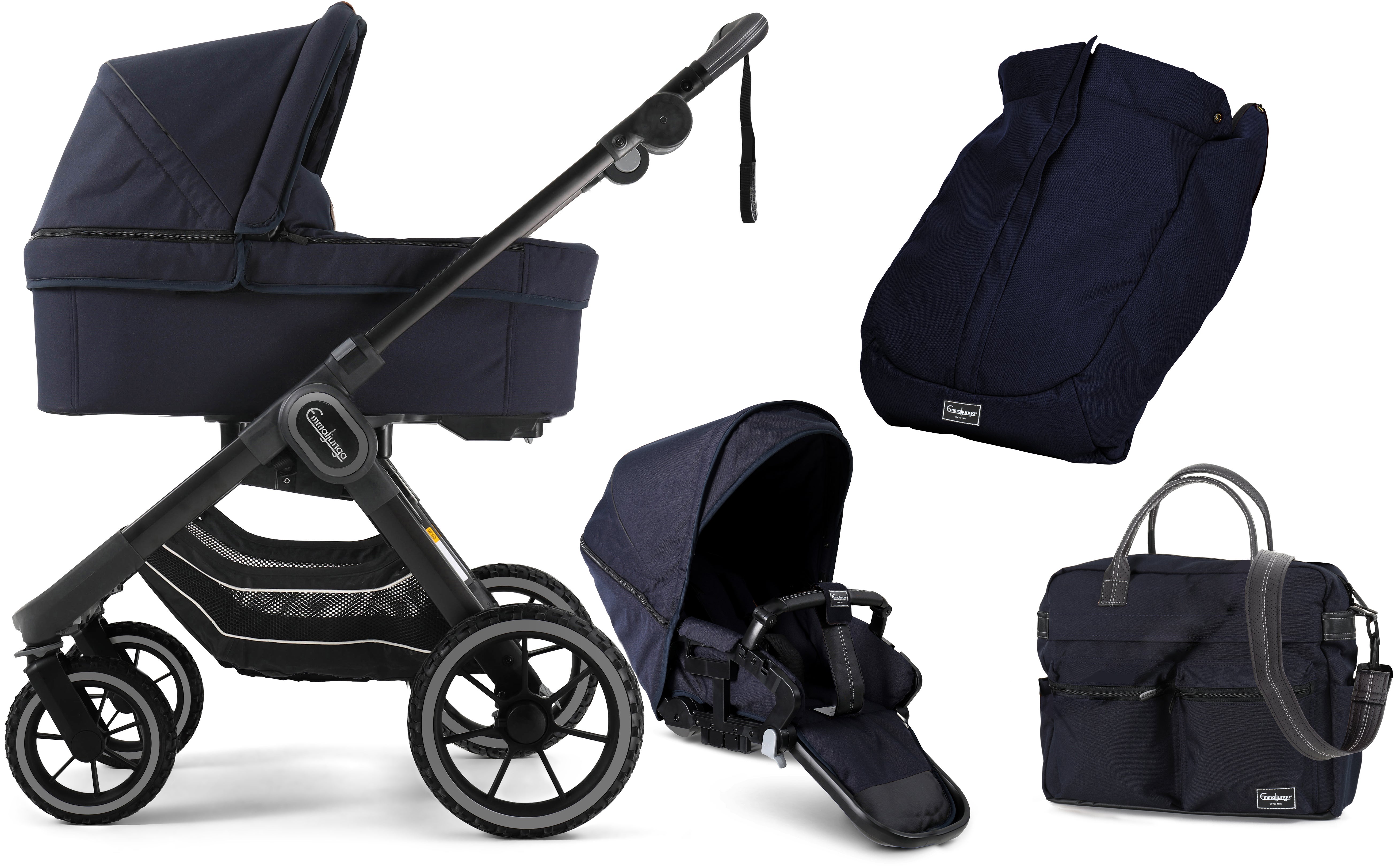 Emmaljunga NXT90 FLAT Special Edition Duovagn 2021 inkl. Tillbehör, Outdoor Navy
