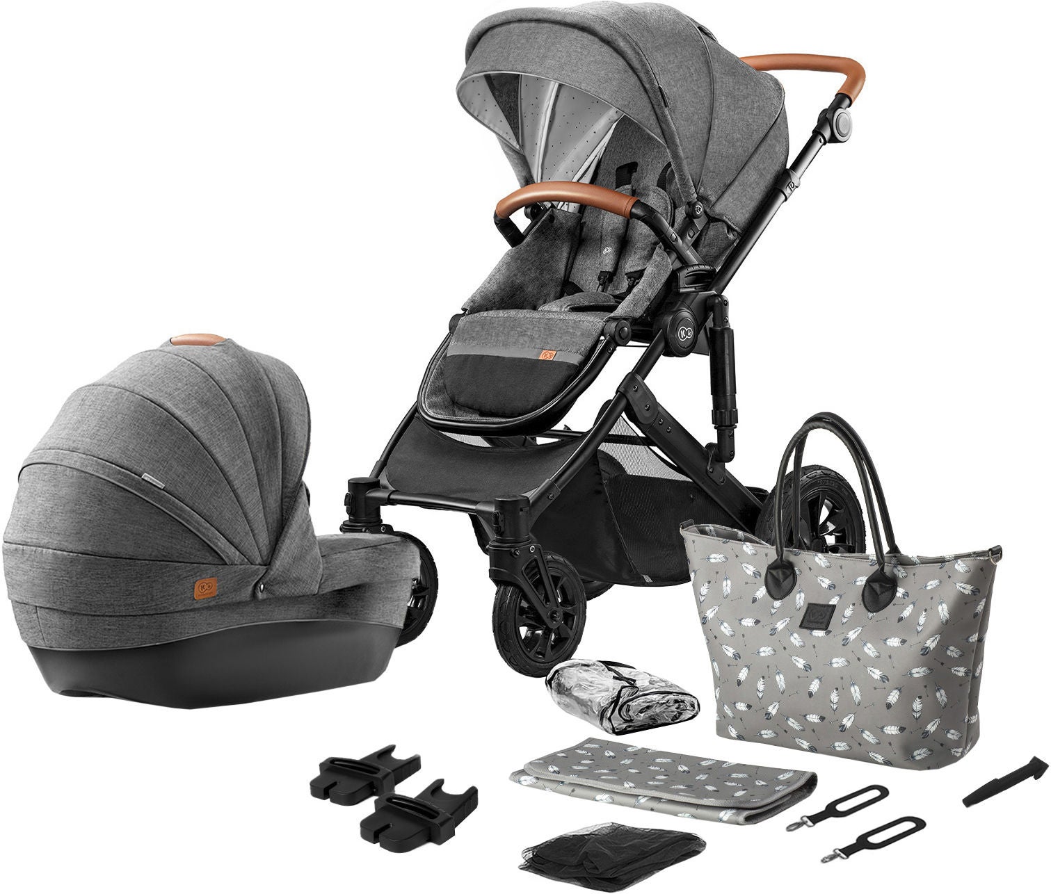 Kinderkraft PRIME 2020 Duovagn 2-in-1 inkl. Tillbehör, Grey