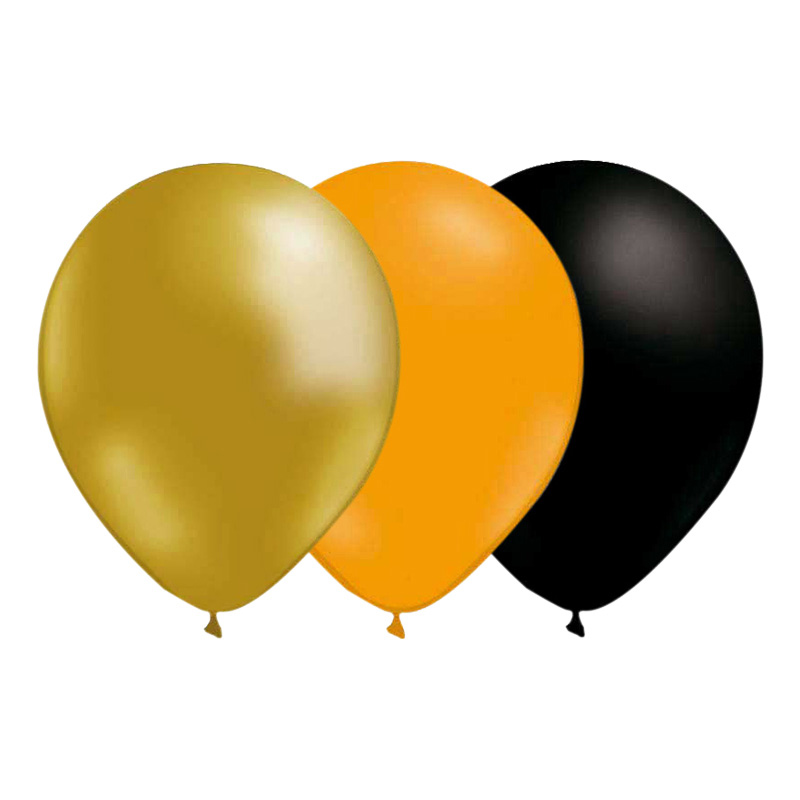Ballongkombo Guld/Mandarin/Svart - 15-pack