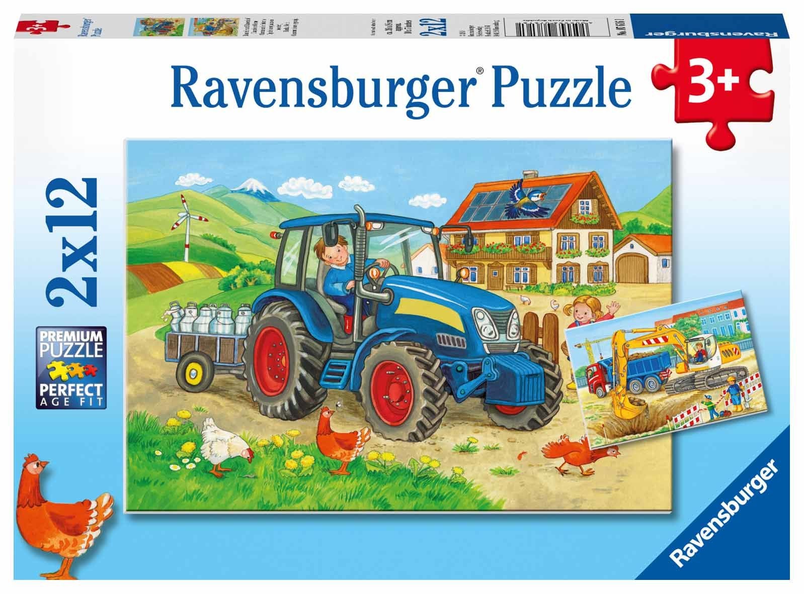 Ravensburger Pussel Traktor Och Grävmaskin 2x12 Bitar