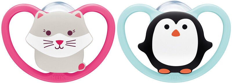 NUK Space 18-36 Månader Napp 2-pack, Katt/Pingvin