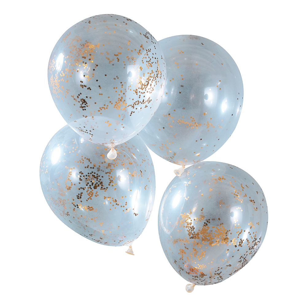 Konfettiballonger Stjärnor Guld - 5-pack