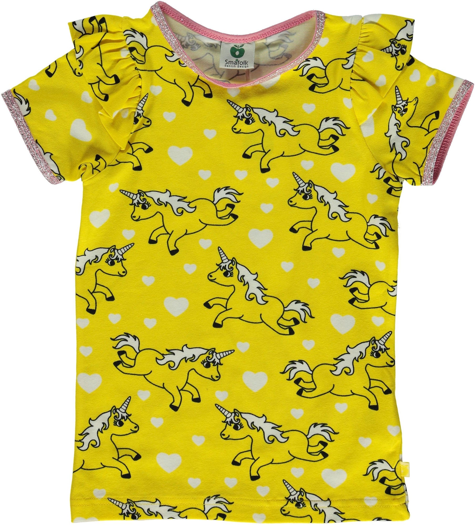 Småfolk Enhörning T-Shirt, Yellow, 2-3 År