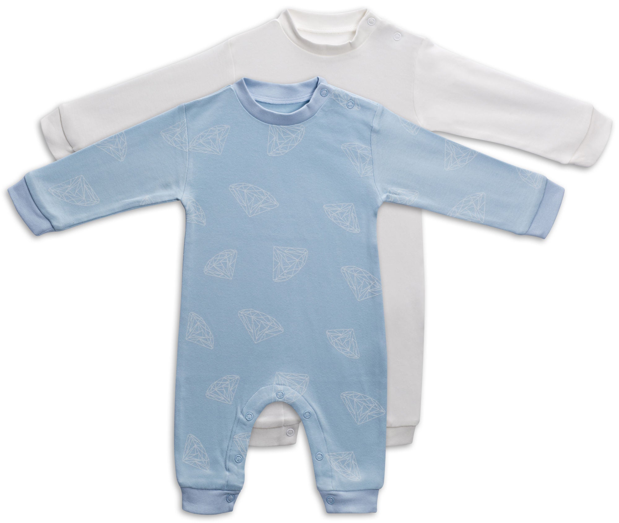Tiny Treasure Maxime Jumpsuit 2-pack, Baby Blue 56