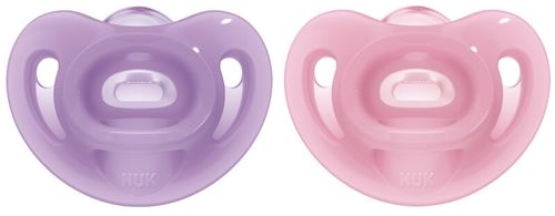 NUK Sensitive 6-18 Månader Napp 2-pack, Lila/Rosa