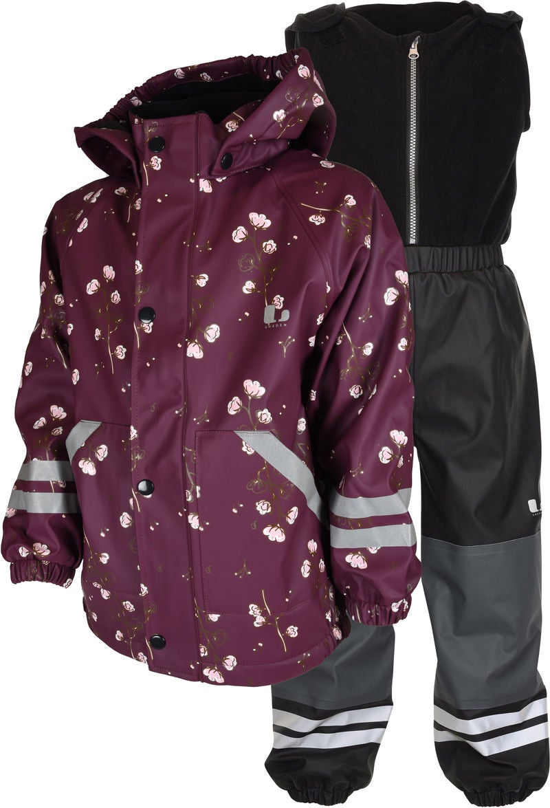 Lindberg Nordskog Fodrat Regnställ, Plum, 80