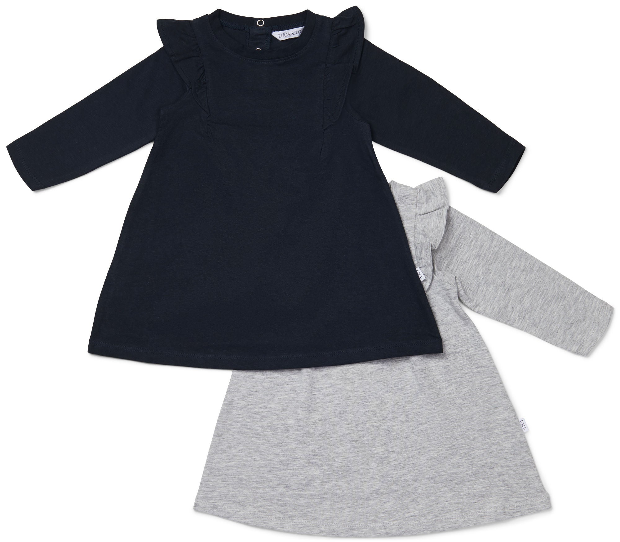 Luca & Lola Charlotta Klänning 2-pack Baby, Grey Melange/Phantom 62