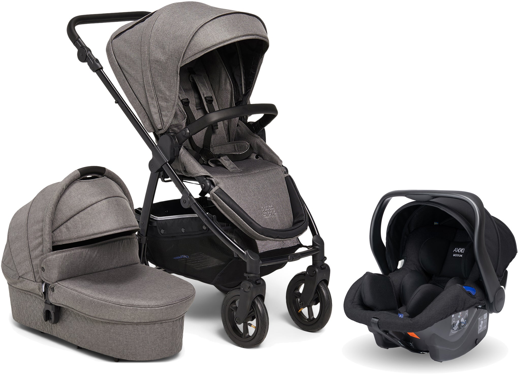Petite Chérie Heritage 2 Duovagn Inkl. Axkid Modukid Babyskydd, Grey/Black