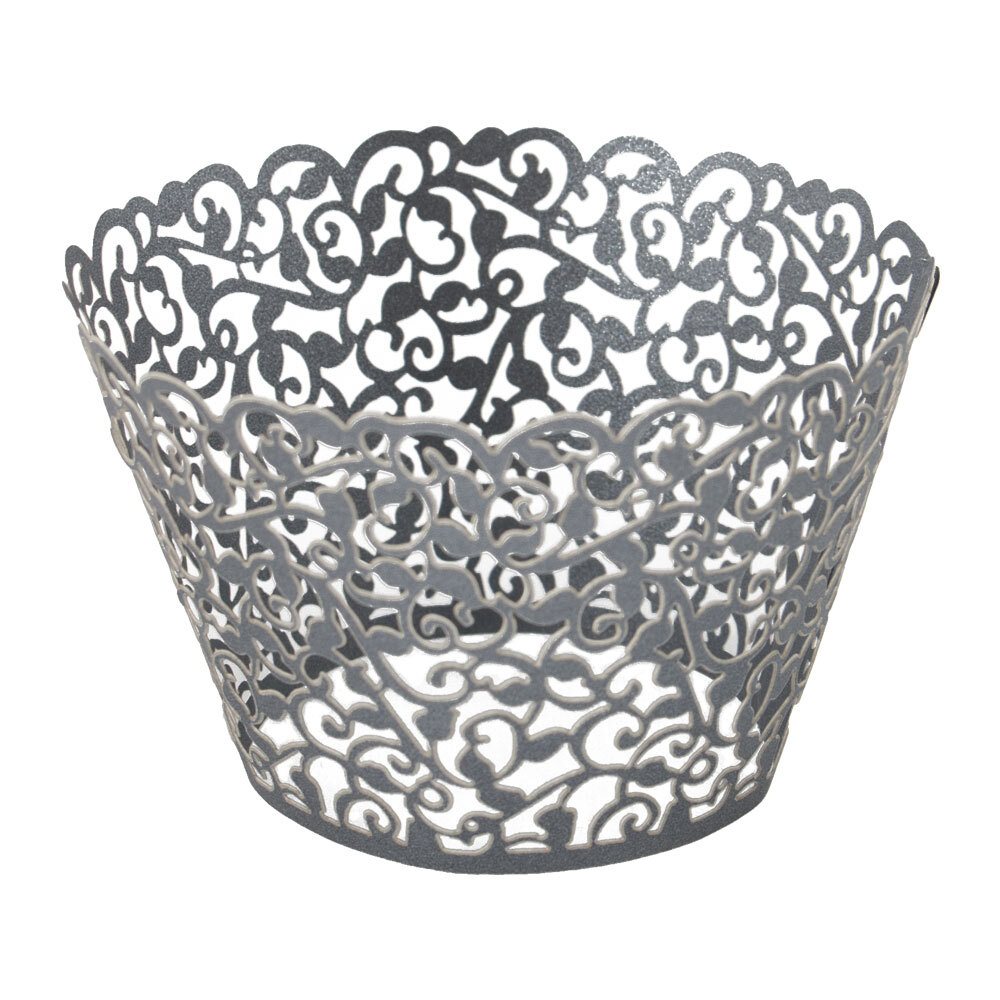 Cupcake Wrapper Svart Lace - 25-pack