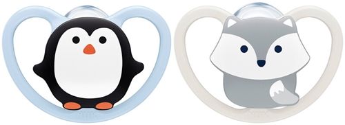NUK Space 0-6 Månader Napp 2-pack, Pingvin/Räv