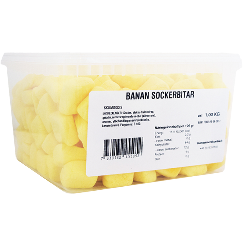 Hel Låda Skumgodis Banan 1kg - 25% rabatt